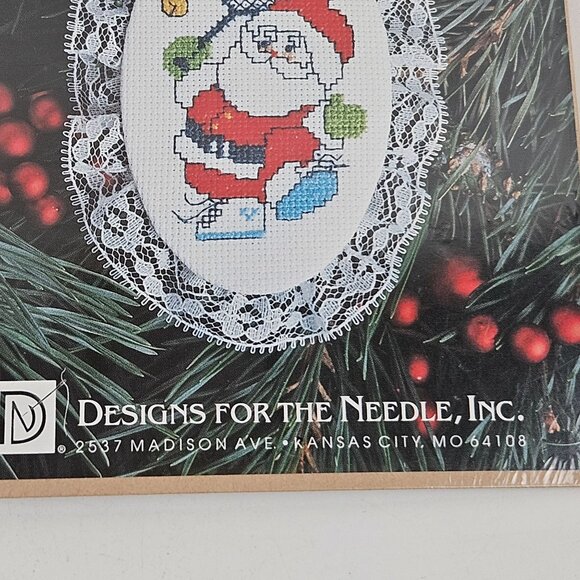 Designs For The Needle Lace Ornament Cross Stitch Kits Santa Themed Christmas - Picture 6 of 10